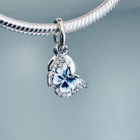 NEW Authentic Pandora silver butterfly & quote double charm / Pandora Bracelet - Picture 3 of 5